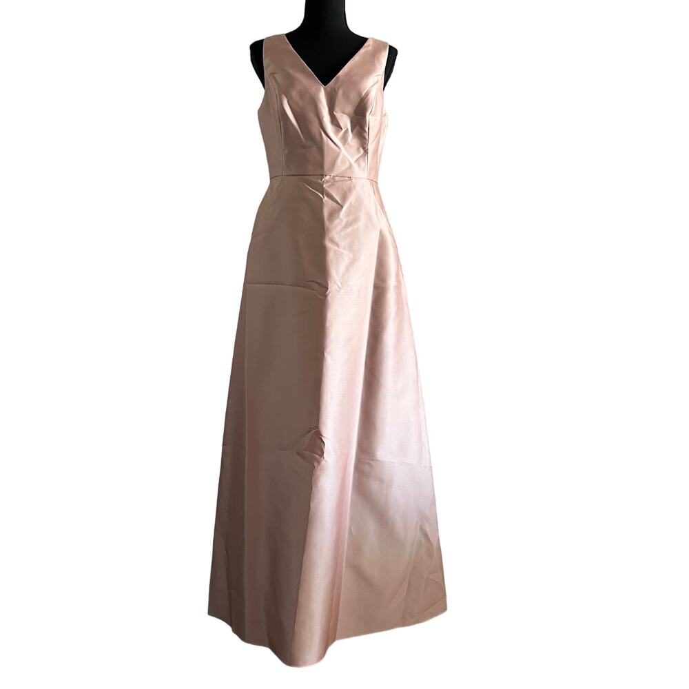 Alfred Sung Dress Size 8 Satin Twill Sleeveless Toasted Sugar D778